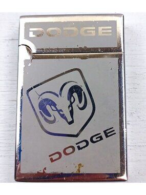Vintage Dodge Metal Collectible Butane Lighter With Ram Logo & Engraved Design